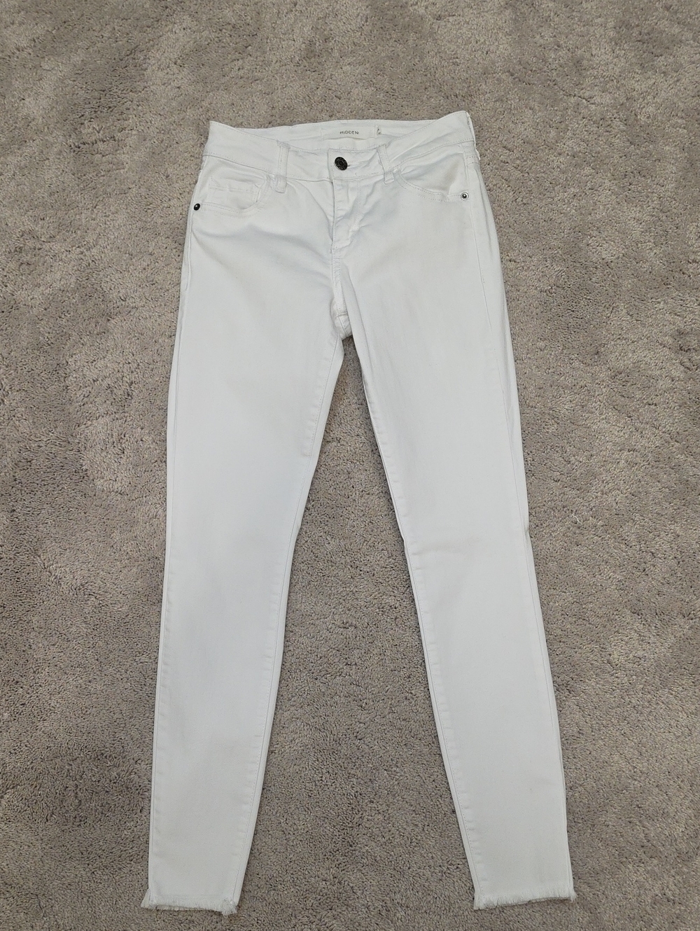 Hidden Womens Jeans White Skinny Raw Hem Denim 24